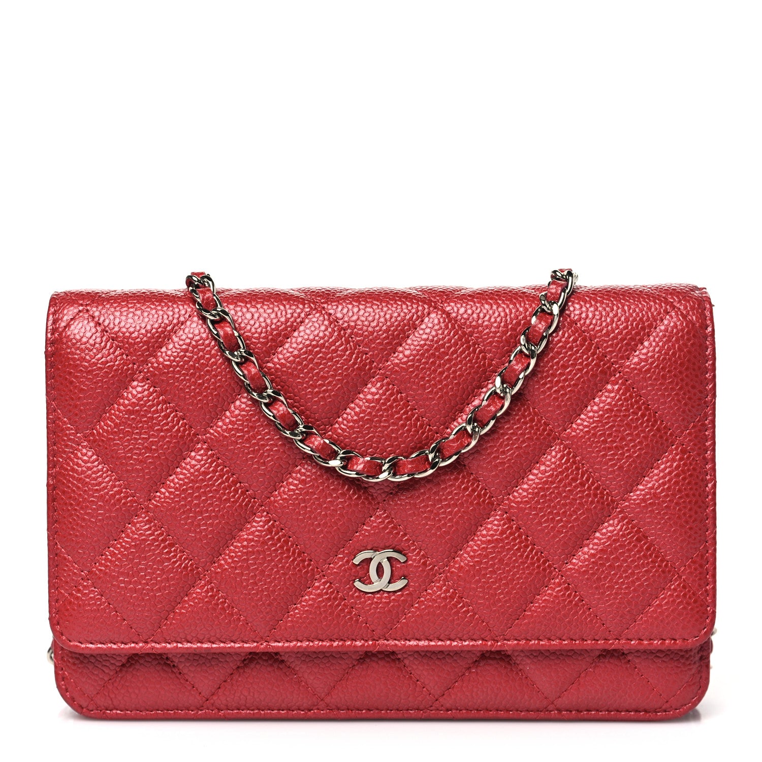 Chanel Caviar Quilted Wallet on Chain WOC Dark Red 1 of 11
