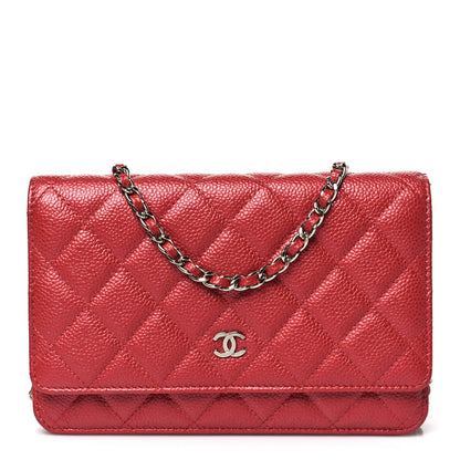Chanel Caviar Quilted Wallet on Chain WOC Dark Red 1 of 11