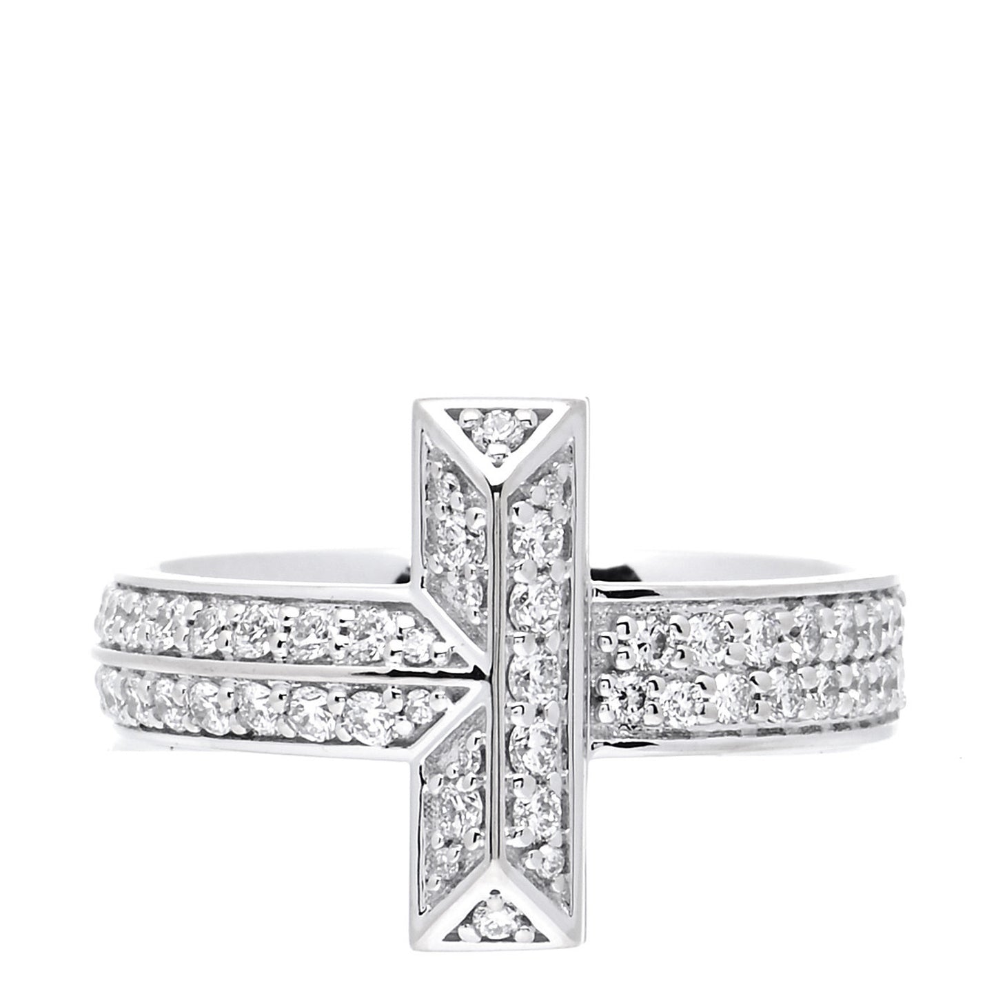 18K White Gold Diamond T T1 Wide Ring 56 7.5