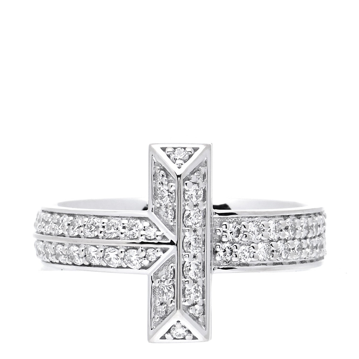 Tiffany 18K White Gold Diamond T T1 Wide Ring 56 7.5 1 of 6
