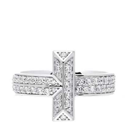 Tiffany 18K White Gold Diamond T T1 Wide Ring 56 7.5 1 of 6