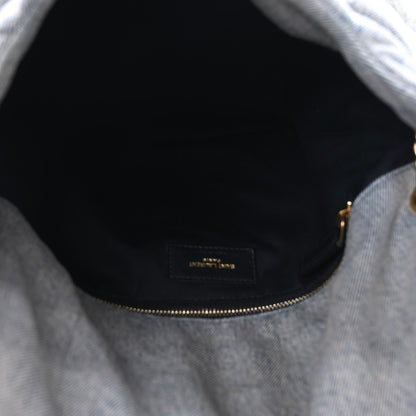 Saint Laurent Denim Quilted Medium Loulou Puffer Monogram Chain Satchel Azur 5 of 9