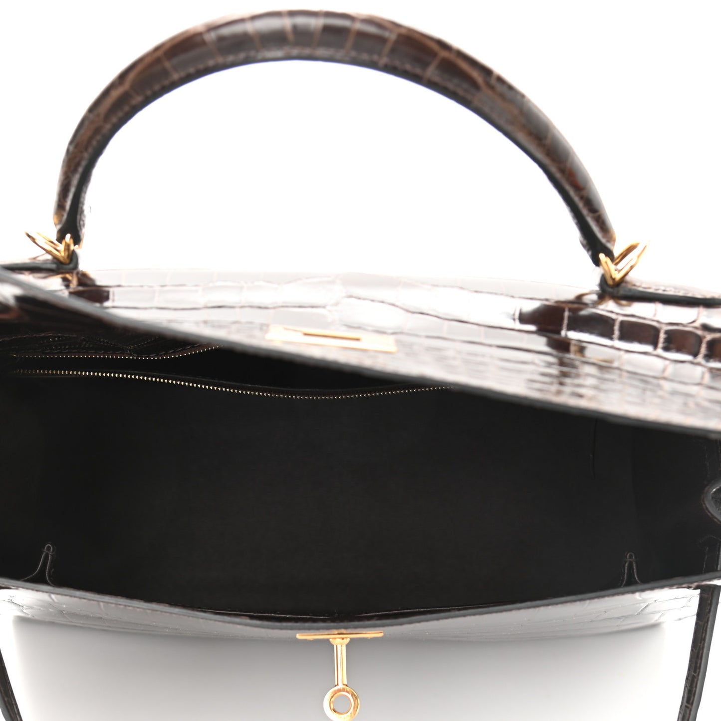 Shiny Crocodile Kelly Sellier 32 Havane
