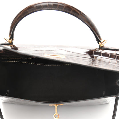 Hermes Shiny Crocodile Kelly Sellier 32 Havane 5 of 13
