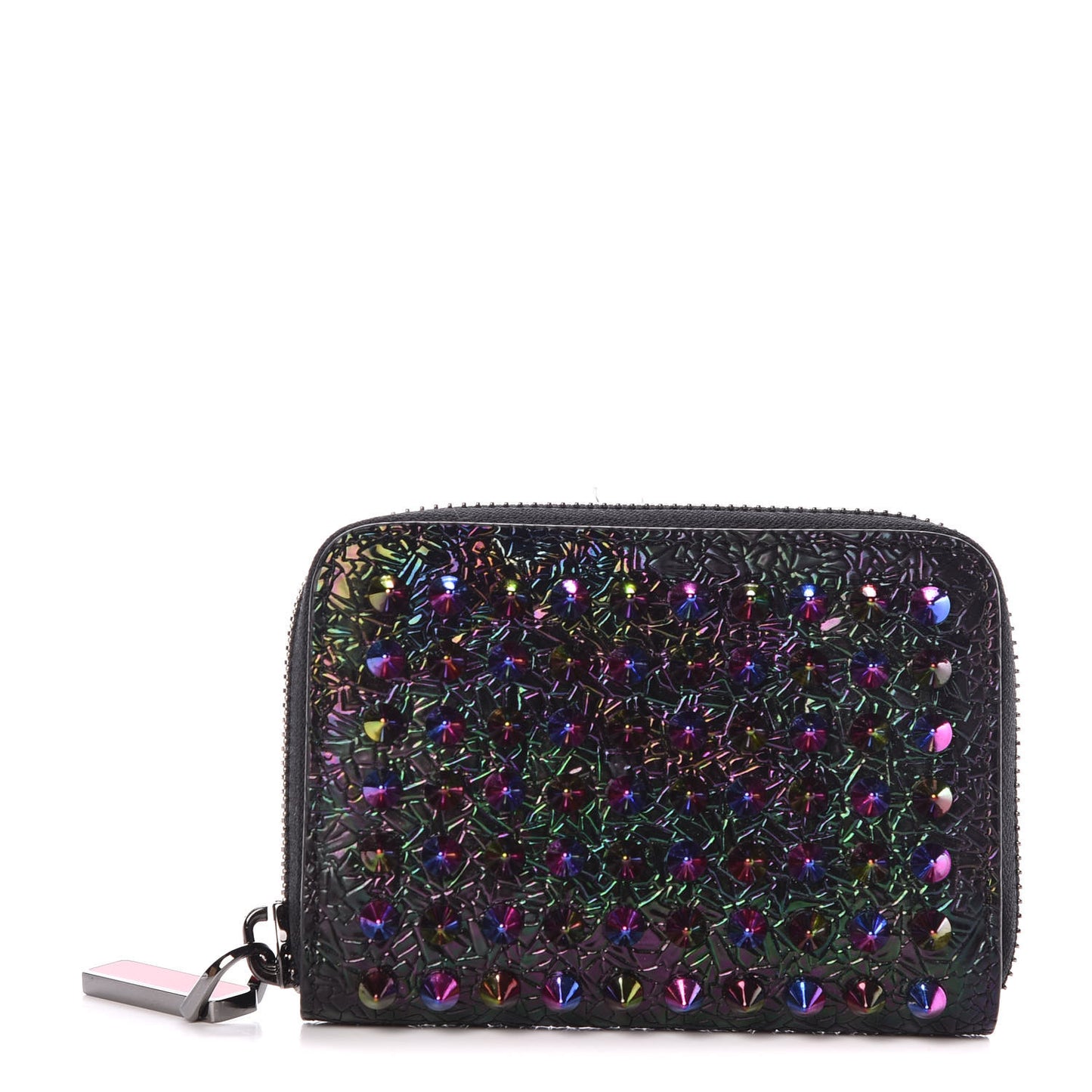 Metallic Panettone Patent Spikes Coin Purse Black Multicolor Metal