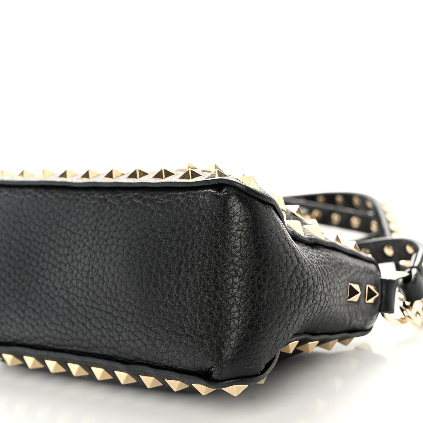 Grained Calfskin Small Rockstud All Over Crossbody Bag Black