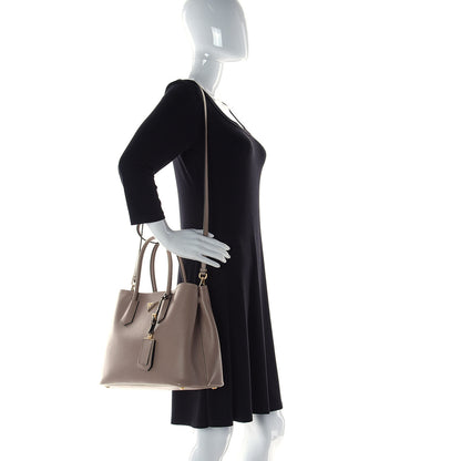 Prada Saffiano Cuir Medium Double Bag Cammeo Black 2 of 10