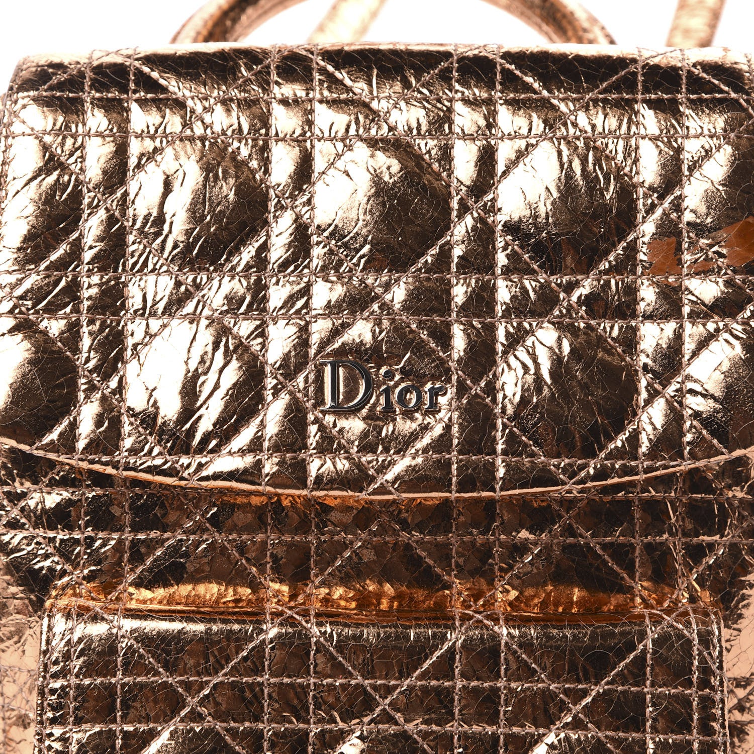 Christian Dior Ceramic Effect Deerskin Cannage Small Stardust Backpack Gold 8 of 8