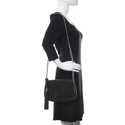 Gucci Pebbled Calfskin Medium Soho Flap Crossbody Black 2 of 10
