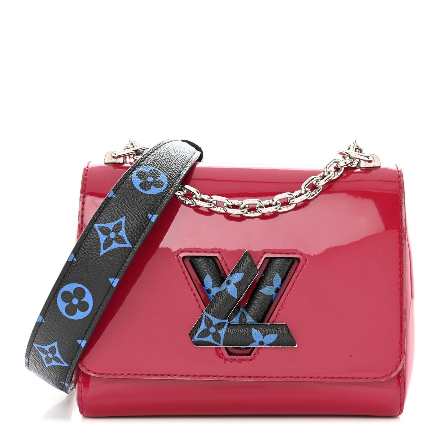 Patent Monogram Twist Shoulder Bag PM Red Blue