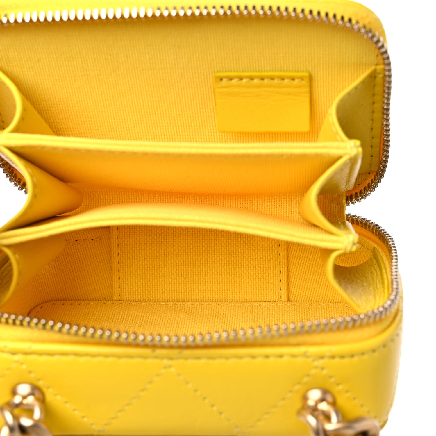 Chanel Lambskin Quilted Mini Lacquered Chain Clutch Yellow 6 of 10
