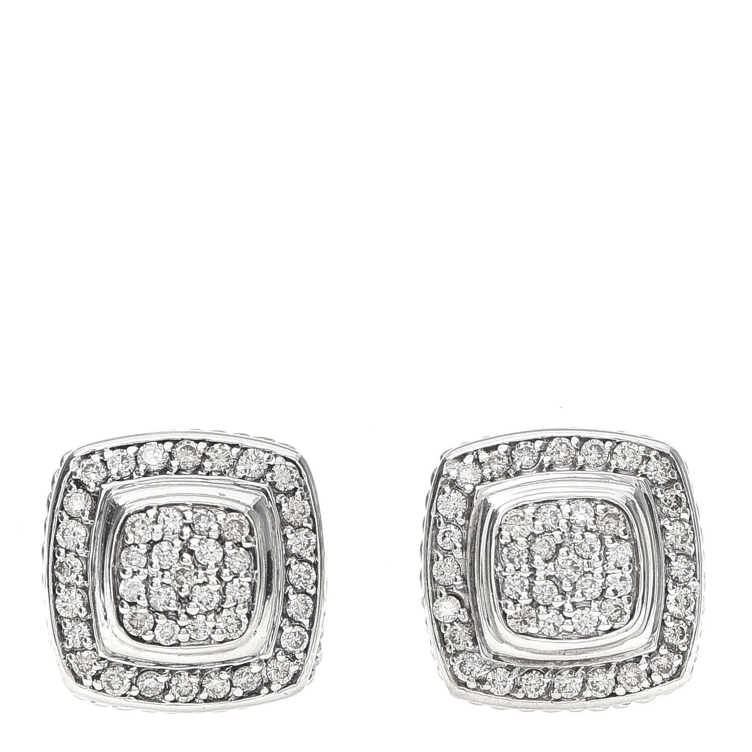 David Yurman Sterling Silver Diamond 7mm Pave Albion Earrings 1 of 5