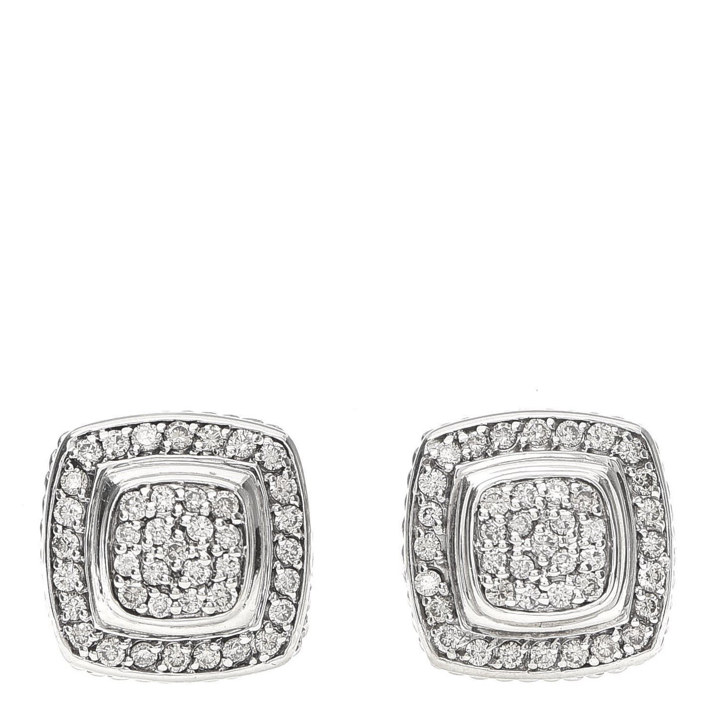 Sterling Silver Diamond 7mm Pave Albion Earrings