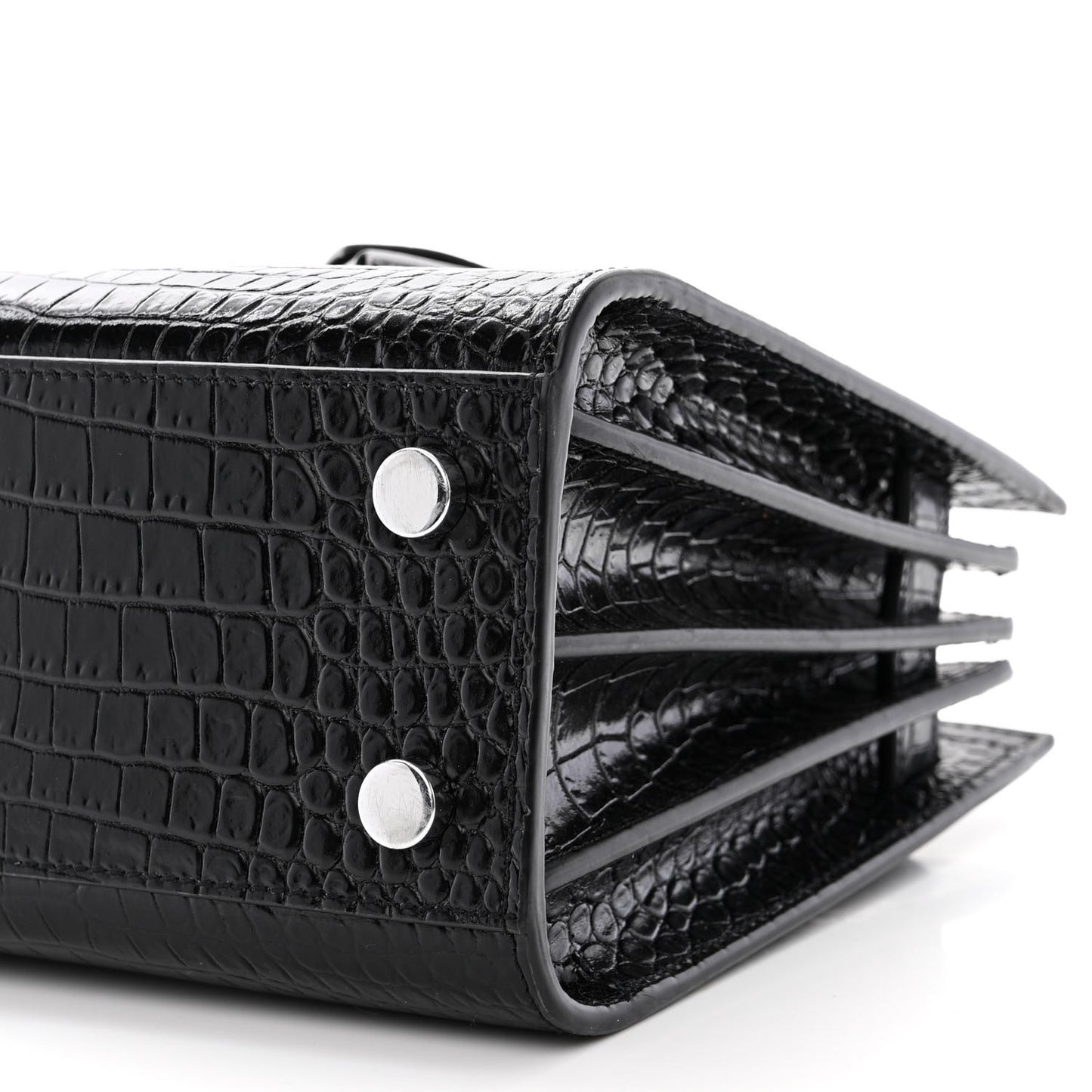Calfskin Crocodile Embossed Nano Sac De Jour Black