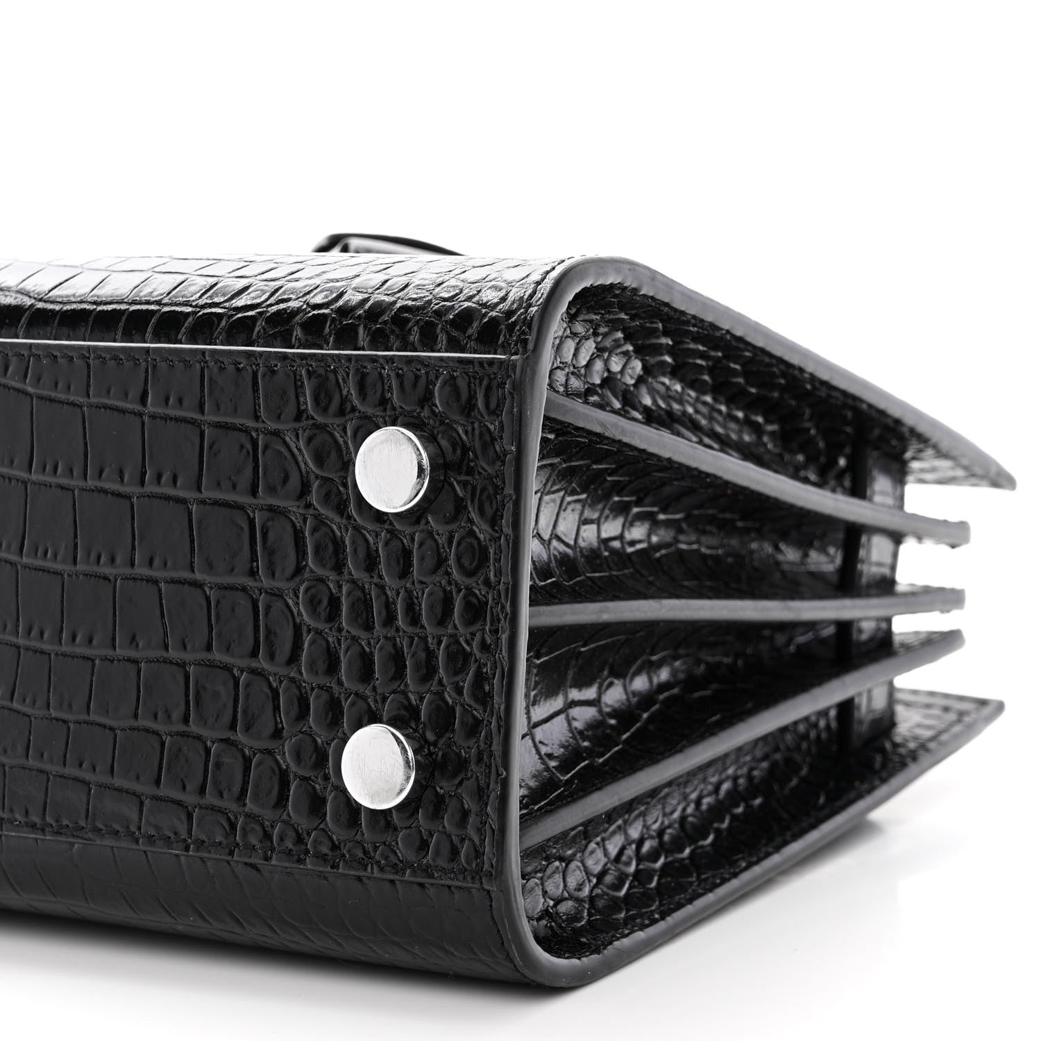 Saint Laurent Calfskin Crocodile Embossed Nano Sac De Jour Black 10 of 14