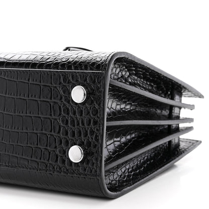 Saint Laurent Calfskin Crocodile Embossed Nano Sac De Jour Black 10 of 14