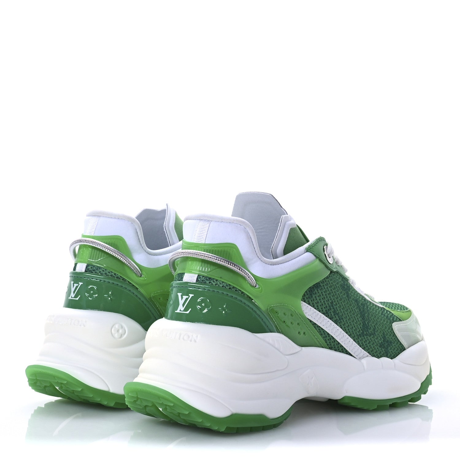 Louis Vuitton Monogram Calfskin Run 55 Sneakers 36 White Green 5 of 8