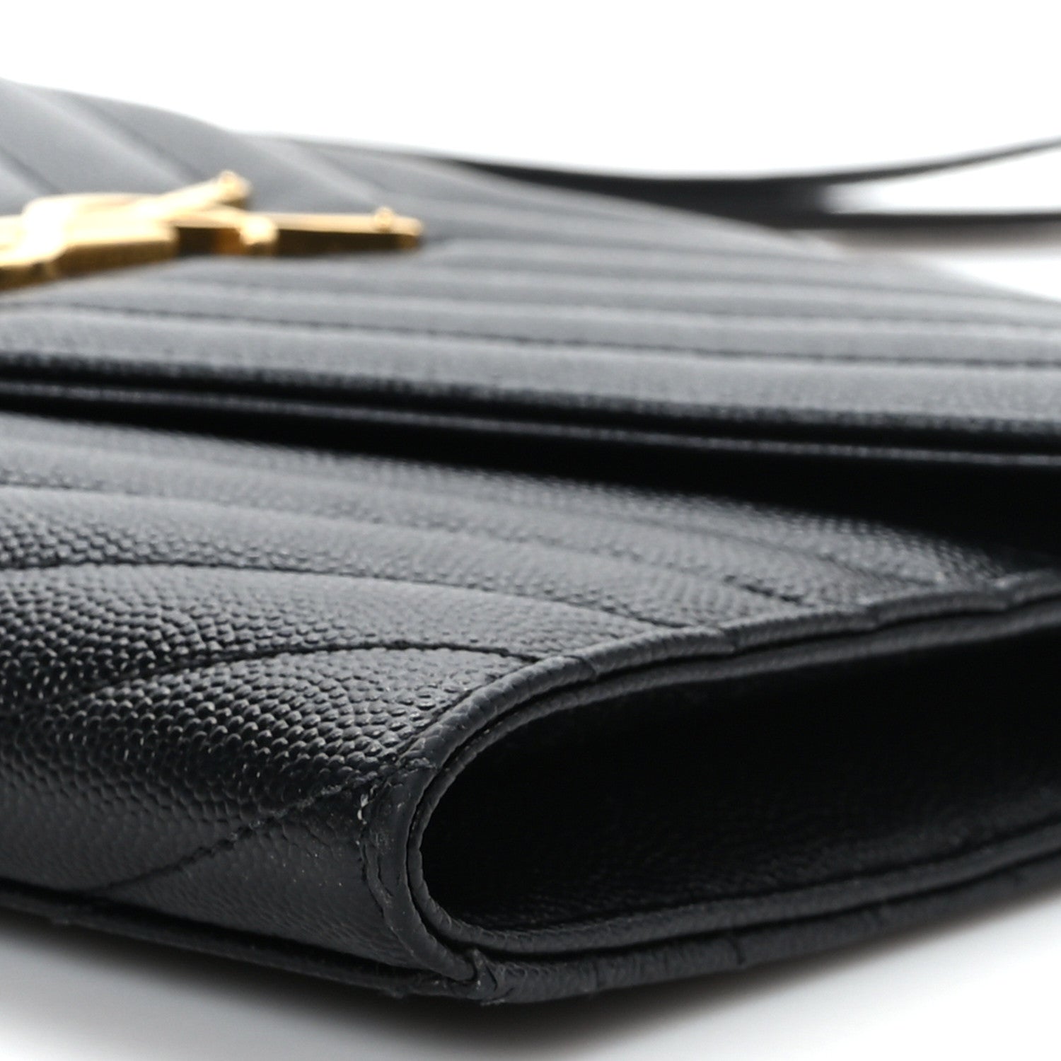 Saint Laurent Grain De Poudre Matelasse Chevron Monogram Envelope Clutch Black 9 of 9