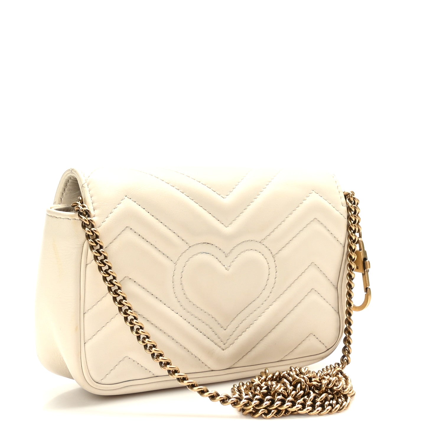 Gucci Calfskin Matelasse Super Mini GG Marmont Shoulder Bag White 3 of 11