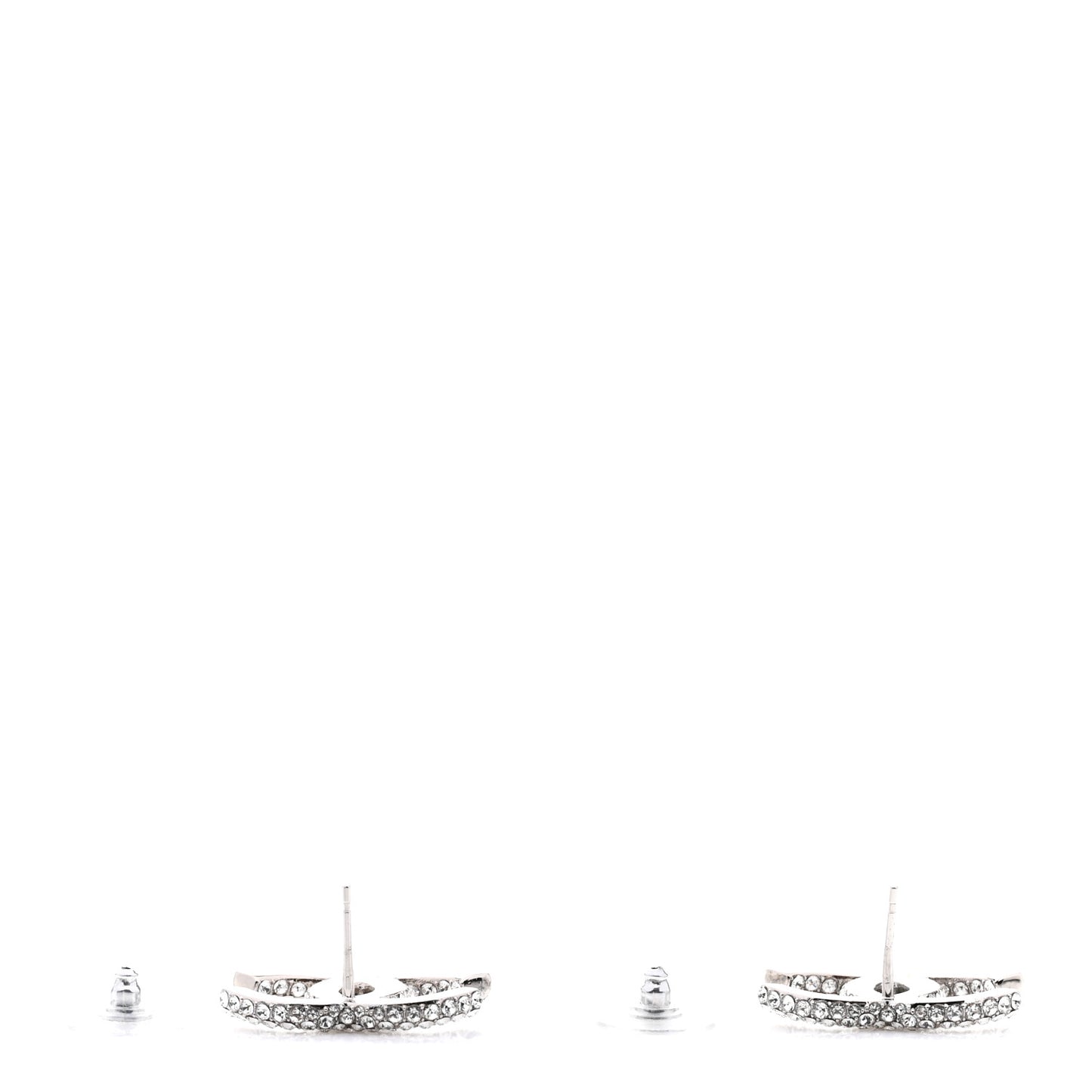 Crystal CC Treasure Chest Earrings Silver