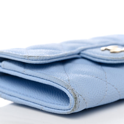 Chanel Caviar Quilted Flap Card Holder Wallet Light Blue 10 of 17