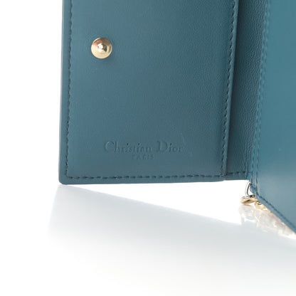 Christian Dior Lambskin Cannage Small Lady Dior Flap Card Holder Deep Ocean 6 of 8