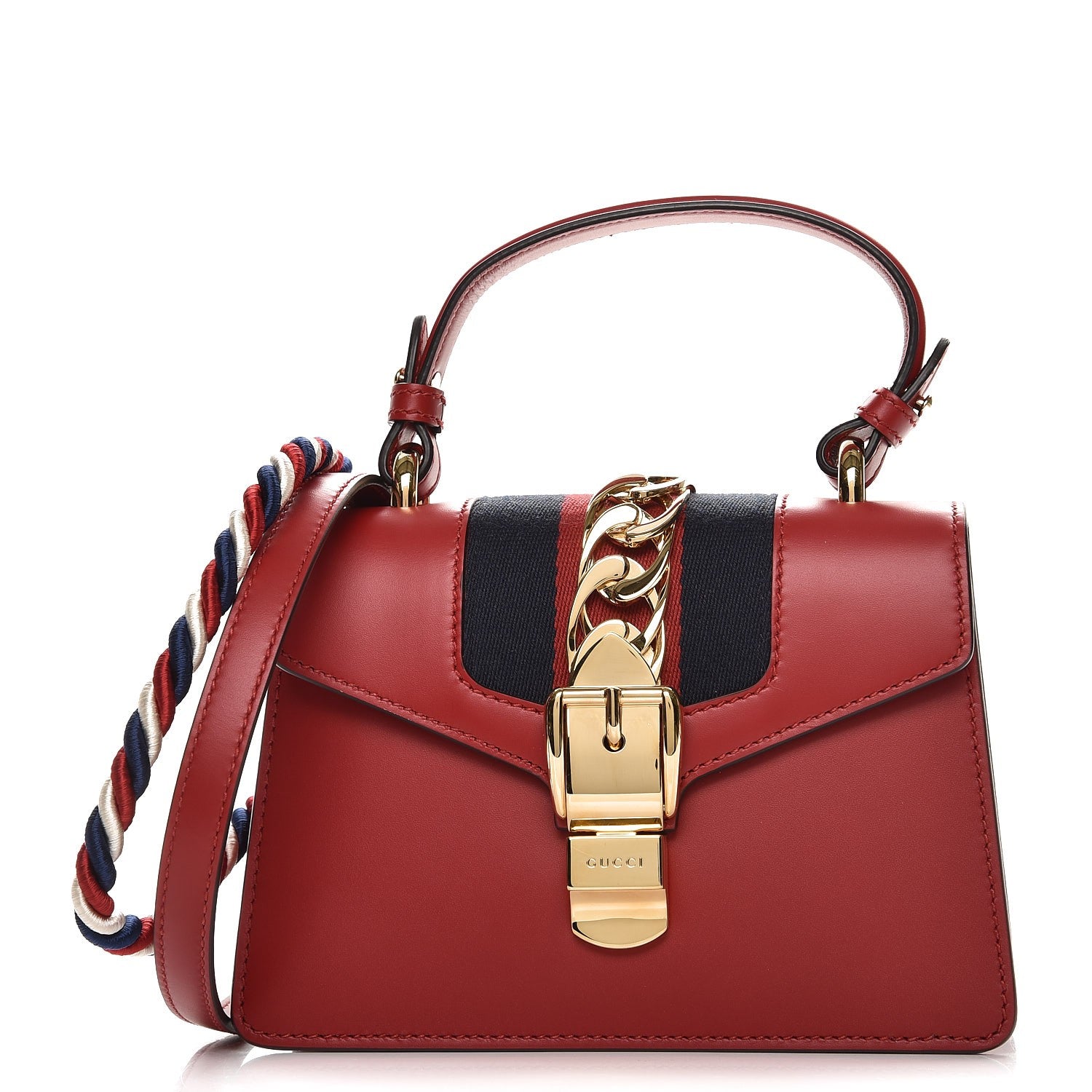 Gucci Calfskin Mini Sylvie Top Handle Bag Hibiscus Red 1 of 10
