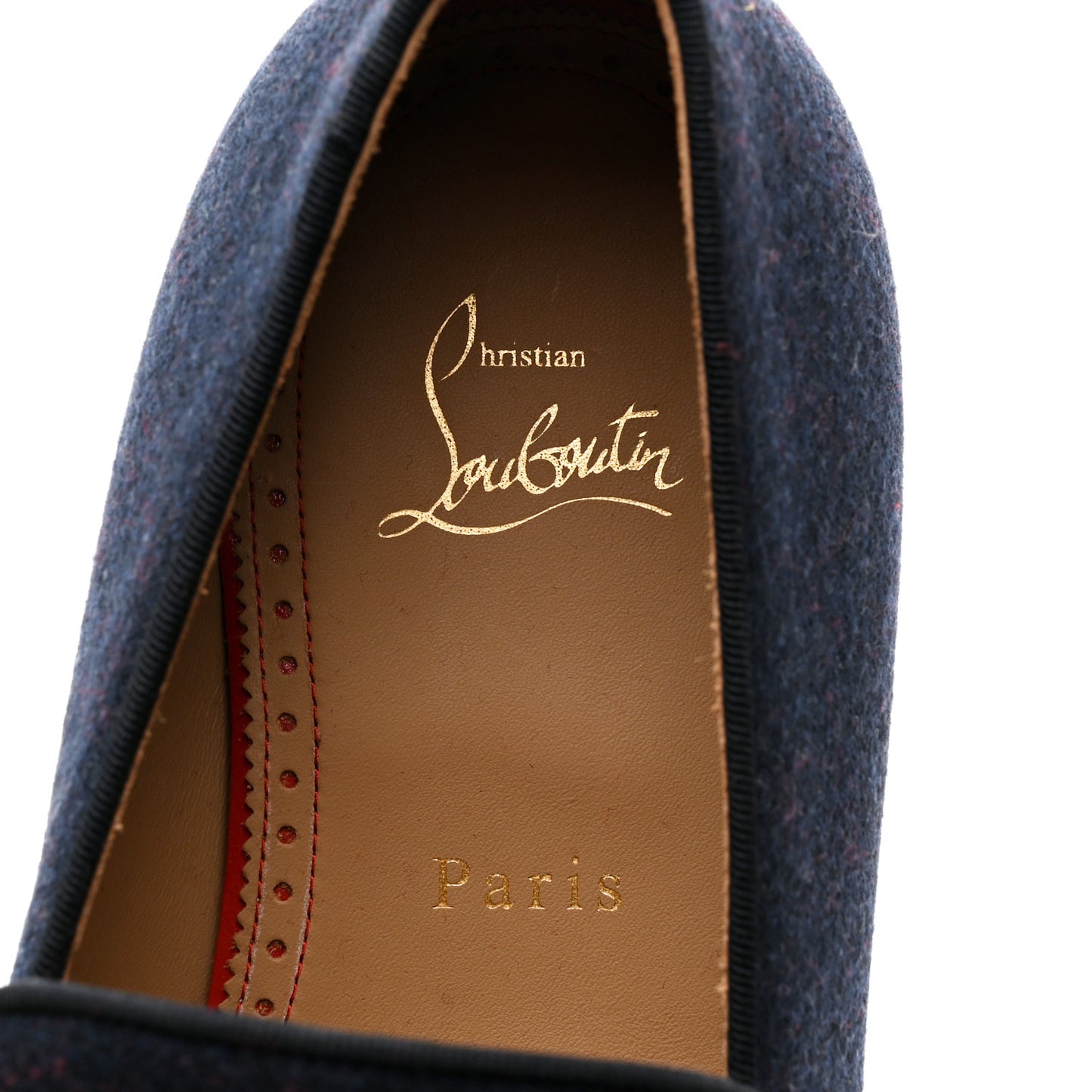 Calfskin Velvet Spikes Mens Captain Loubi Flat Loafers 41 Navy Black