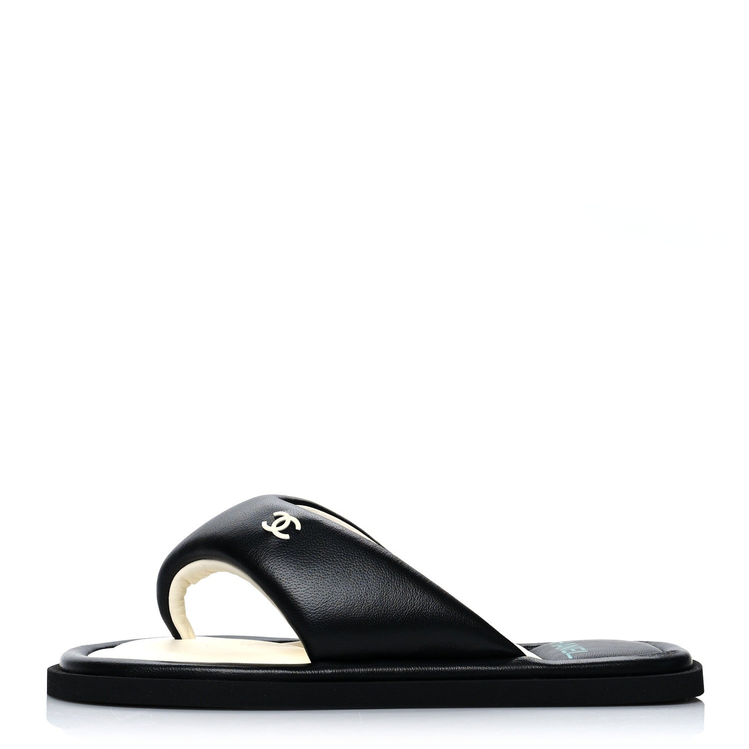Chanel Lambskin Padded Pool Thong Sandals 38 Black 1 of 8
