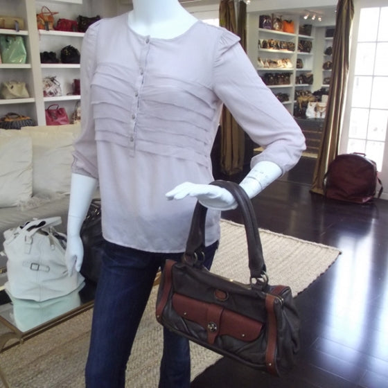 Leather Maggie Frame Satchel Moka