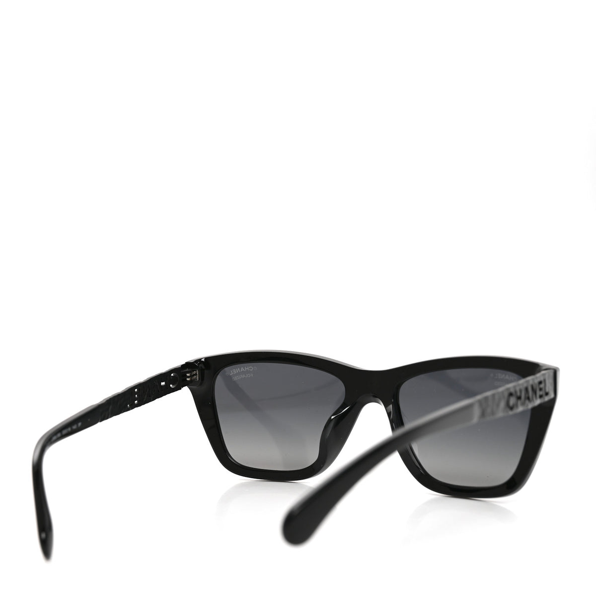 Chanel Acetate Metal Polarized Rectangle Sunglasses 5442-A Black 4 of 7