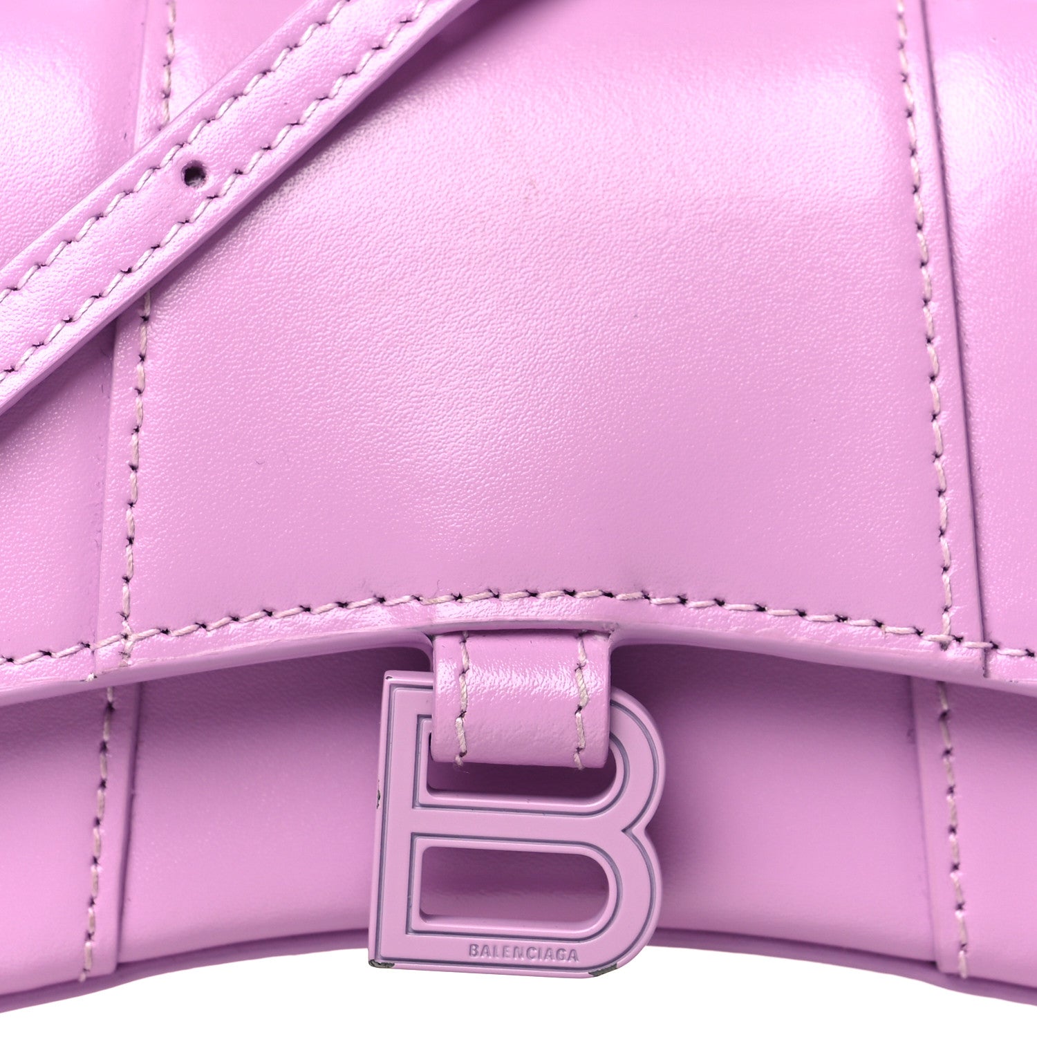 Balenciaga Shiny Box Calfskin Tonal B Hourglass Top Handle Bag Mini Lilac 7 of 11