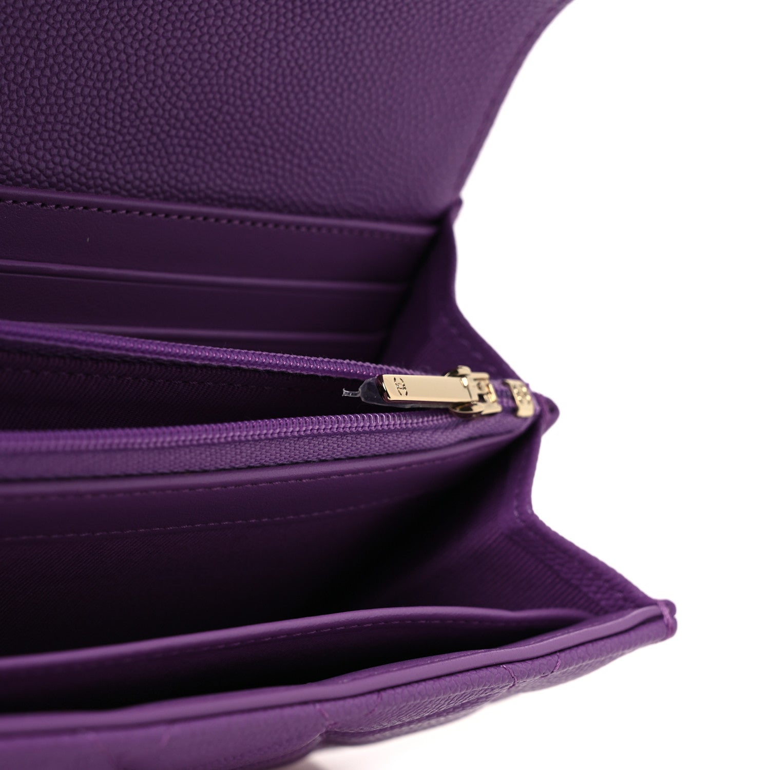 Chanel Caviar Quilted Large Gusset Flap Wallet Purple 12 of 13