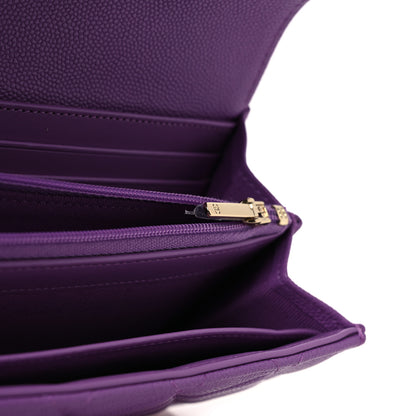 Chanel Caviar Quilted Large Gusset Flap Wallet Purple 12 of 13