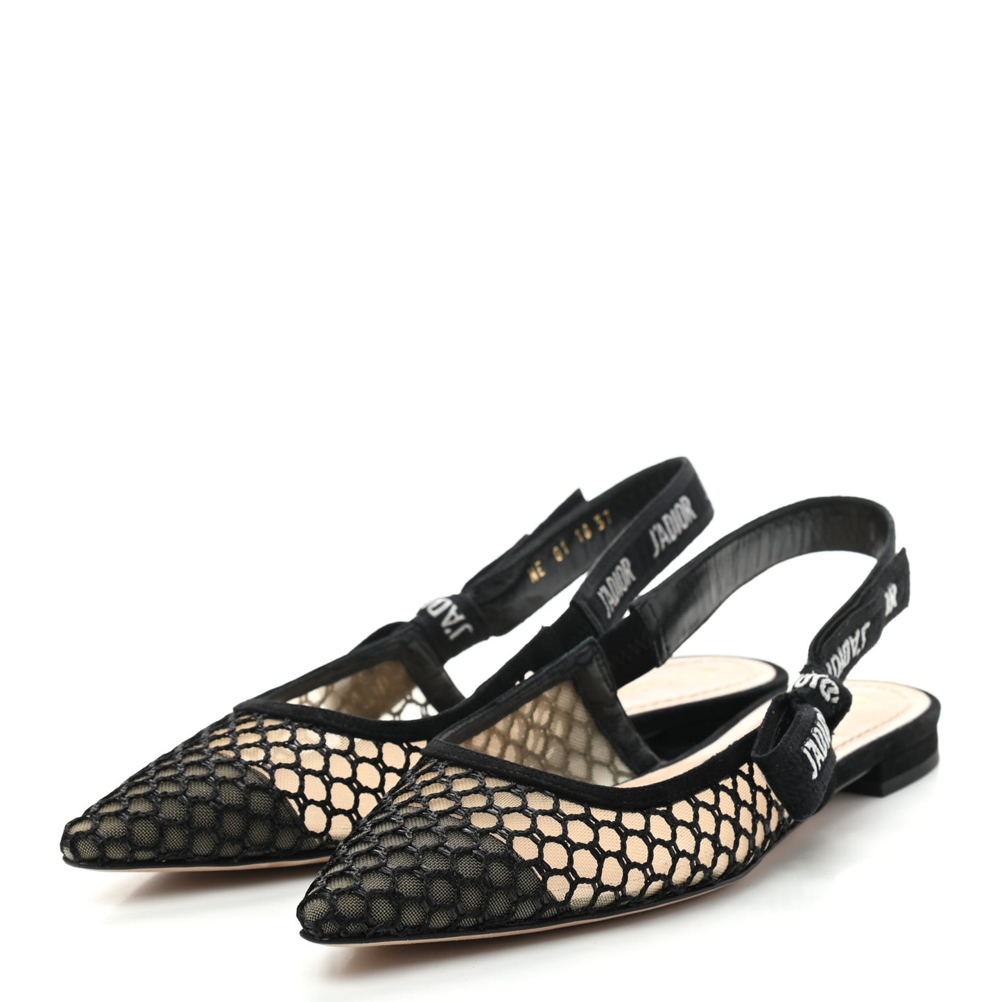 Resille Lambskin Ribbon J'Adior Slingback Ballet Flats 37 Black