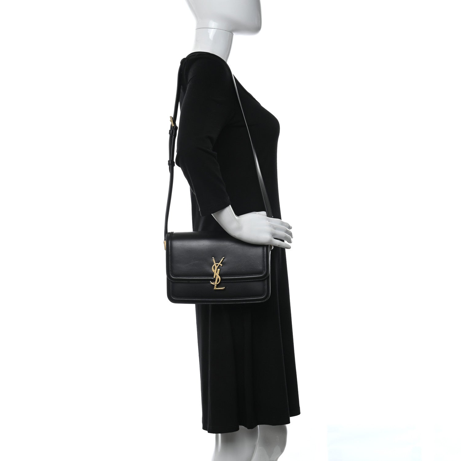 Saint Laurent Box Calfskin Monogram Medium Solferino Satchel Black 2 of 10