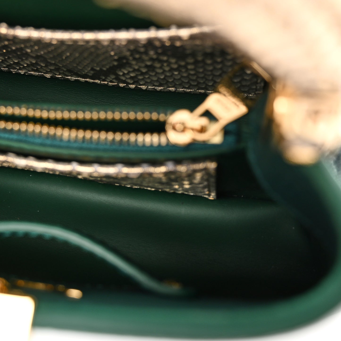 Taurillon Snakeskin Mini Capucines  Emeraude Green