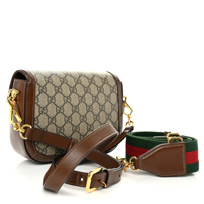 Gucci GG Supreme Monogram Web Mini Horsebit 1955 Shoulder Bag Beige Brown Sugar 3 of 13