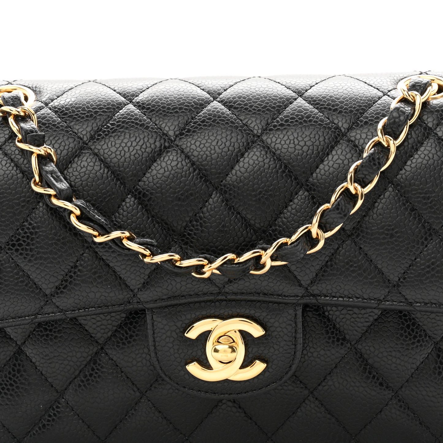 Caviar Quilted Small Double Flap Black