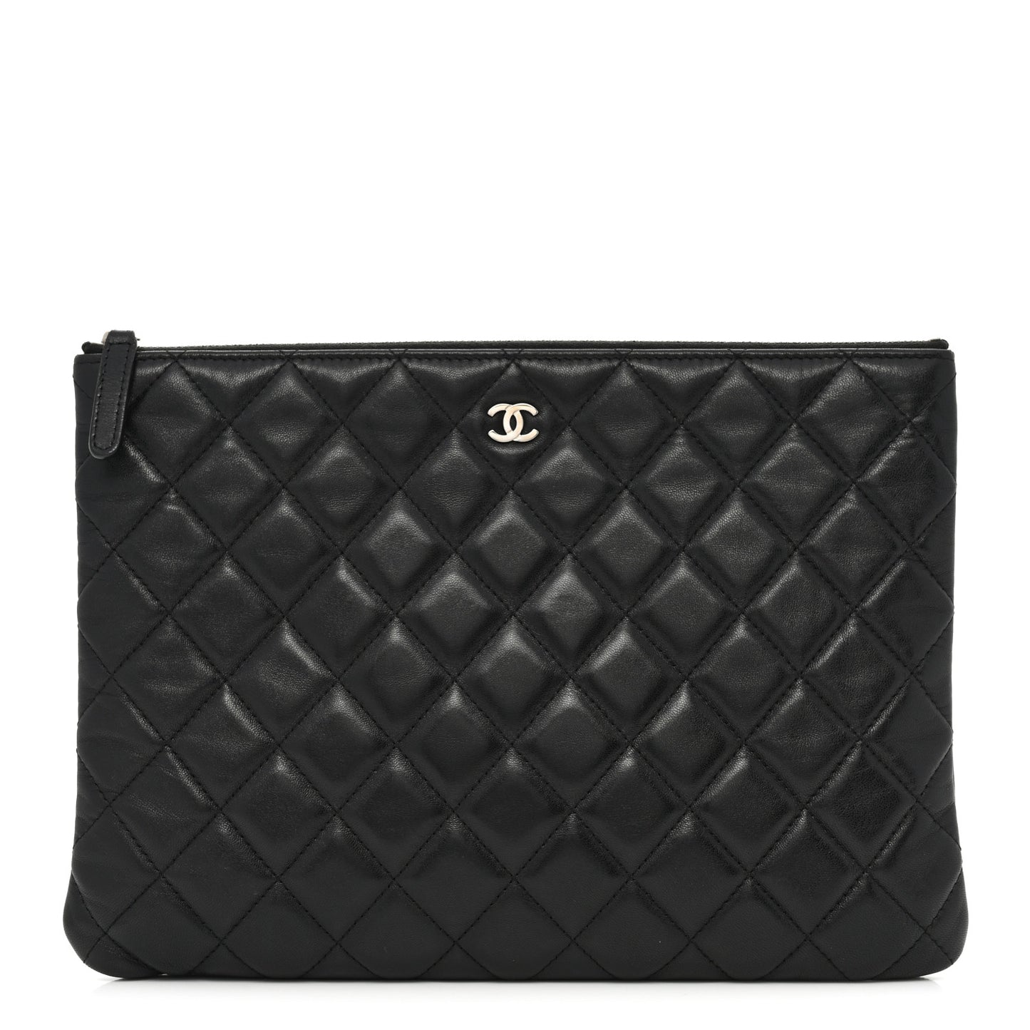 Lambskin Quilted Medium Cosmetic Case Black