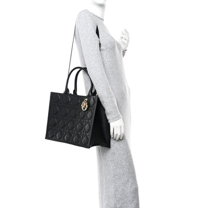 Christian Dior Calfskin Macro Cannage Medium Book Tote Black 3 of 9