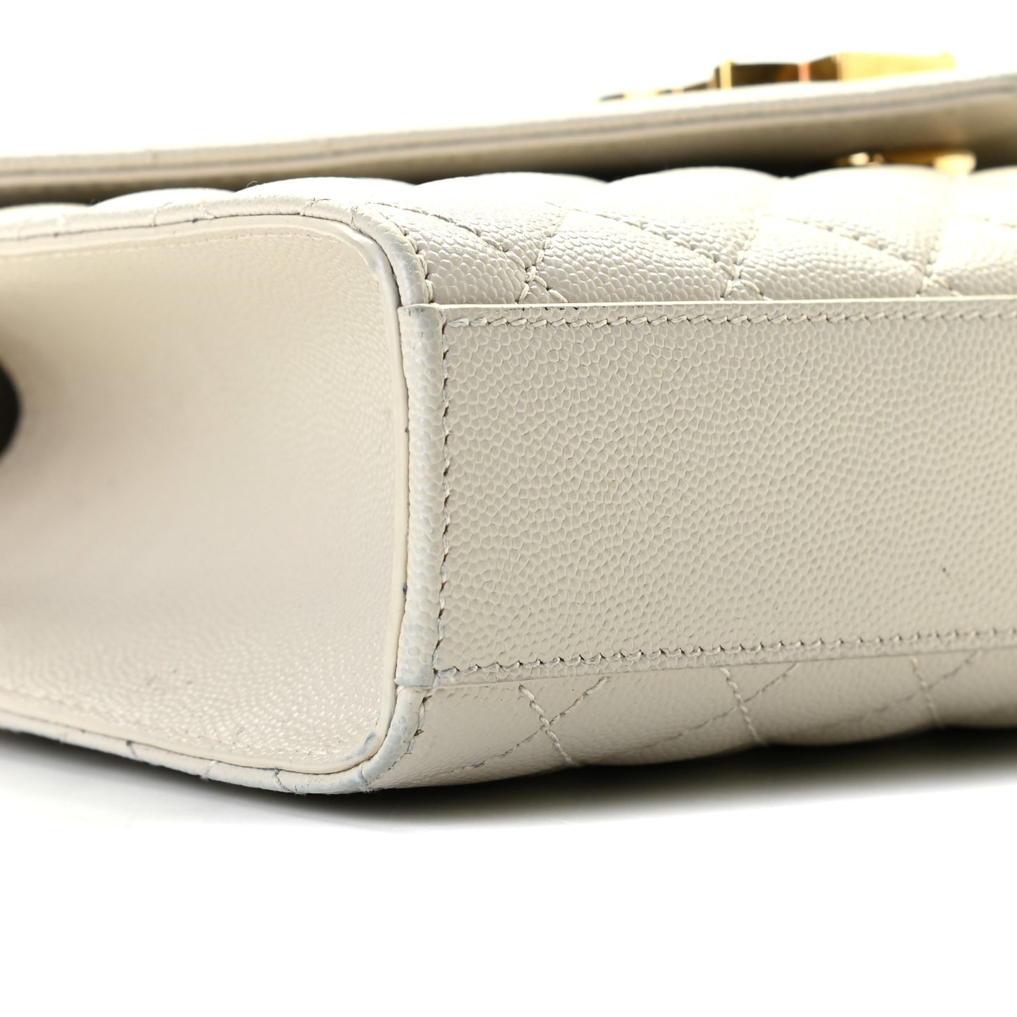 Grain De Poudre Textured Mixed Matelasse Medium Triquilt Monogram Satchel Blanc Vintage