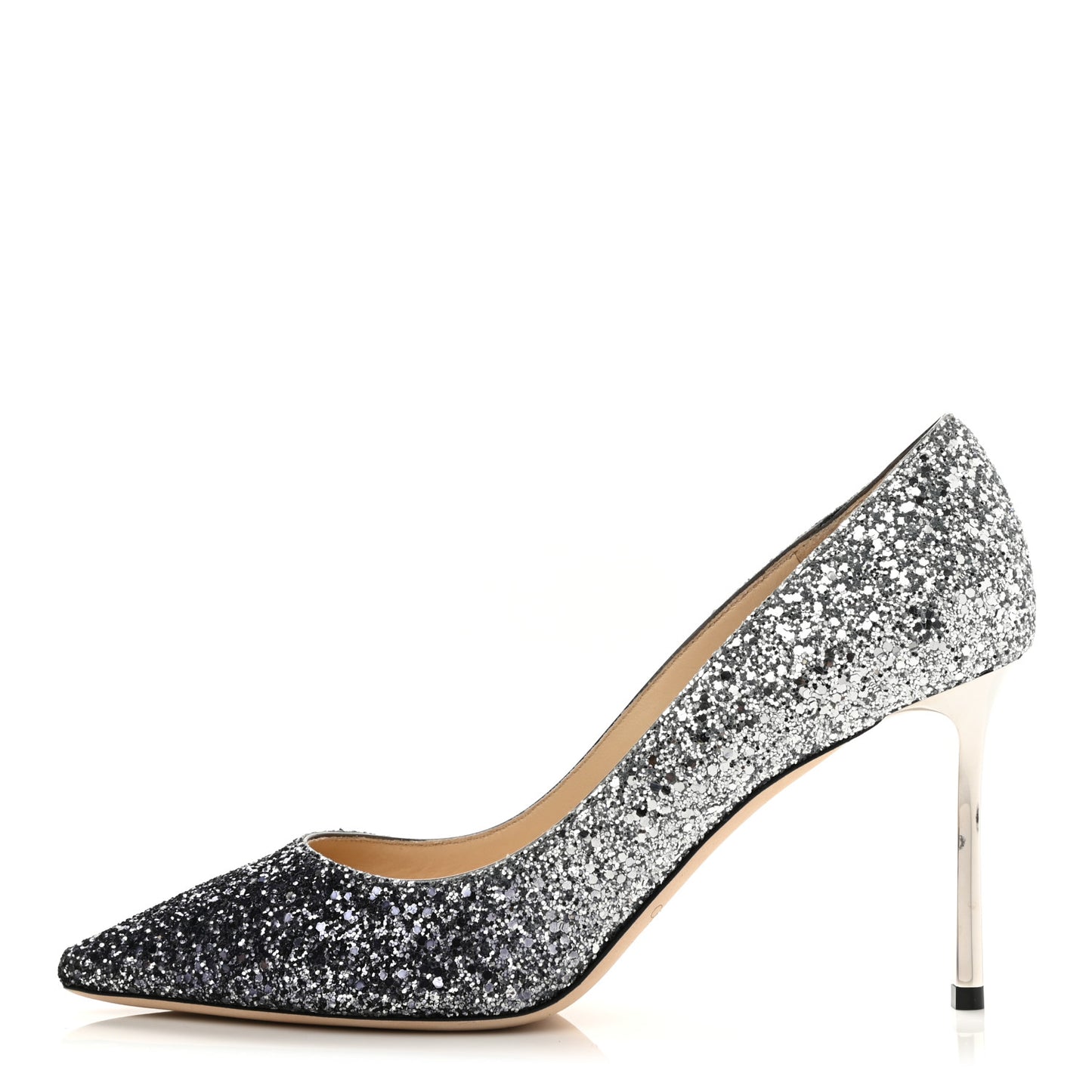 Coarse Glitter Degrade Pointy Toe Romy 100 Pumps 40.5 Navy Silver