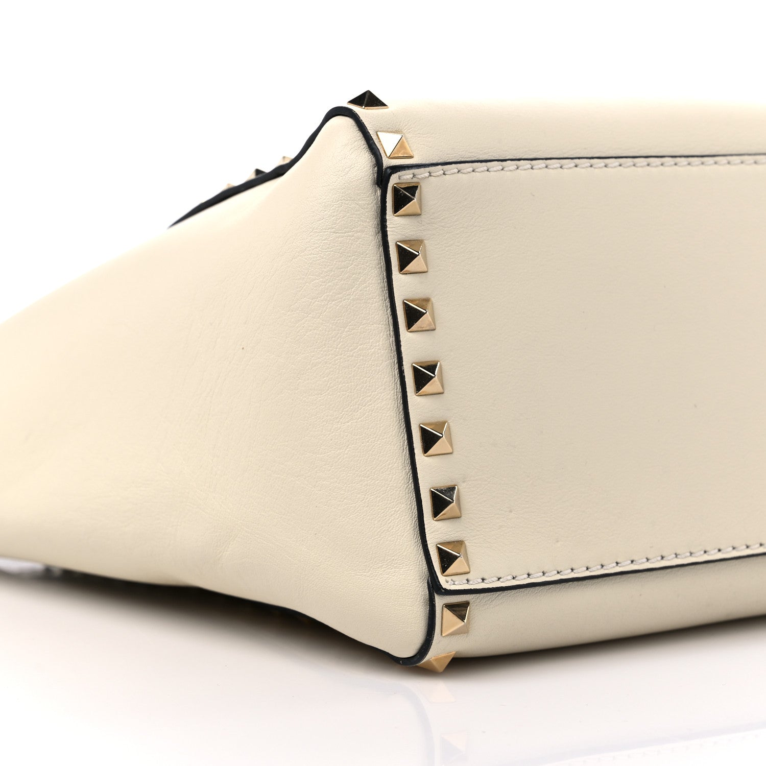 Valentino Garavani Vitello Rockstud Double Handle Tote Ivory 8 of 9