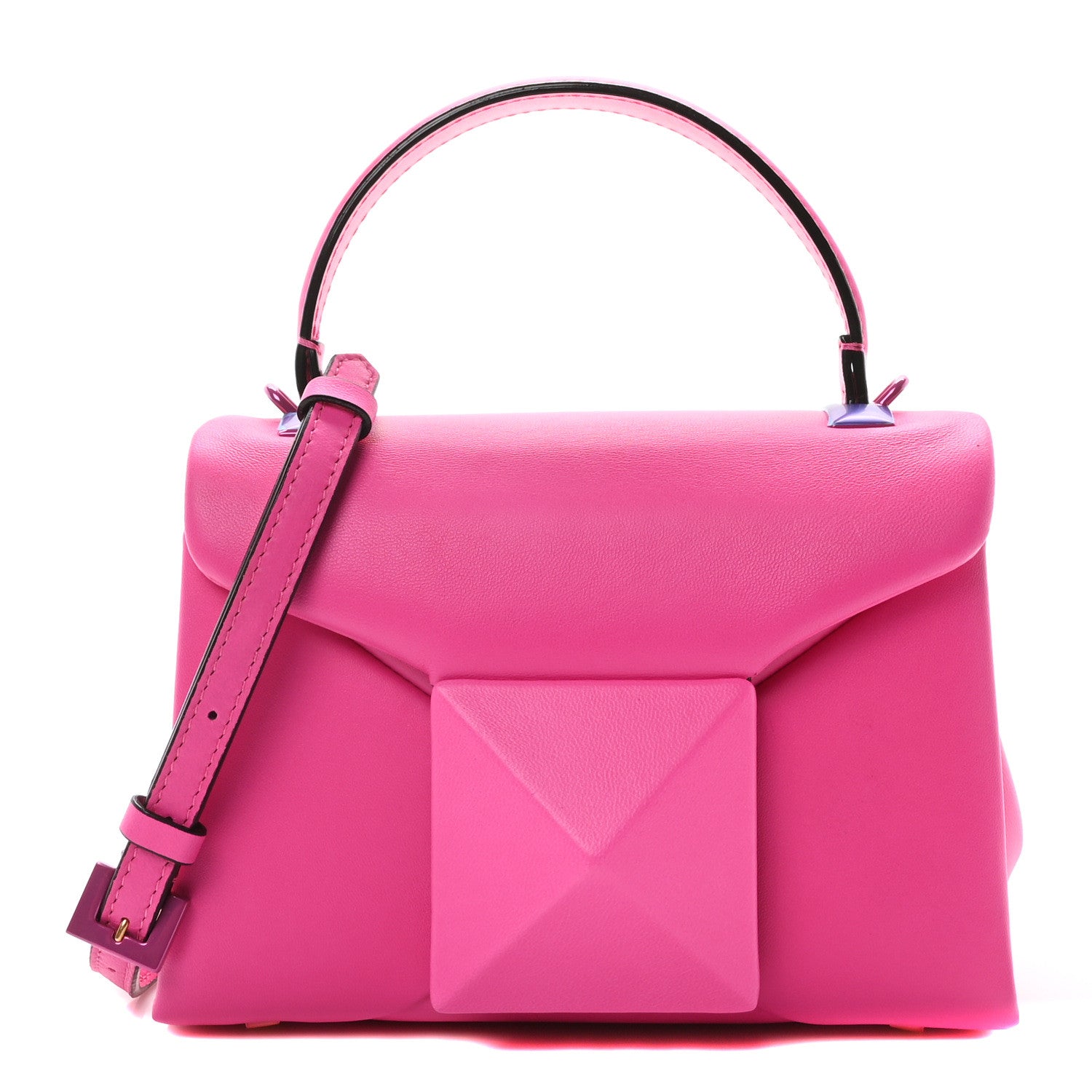 Valentino Garavani Nappa Tonal Monochrome Mini One Stud Top Handle Bag Pink PP 1 of 9