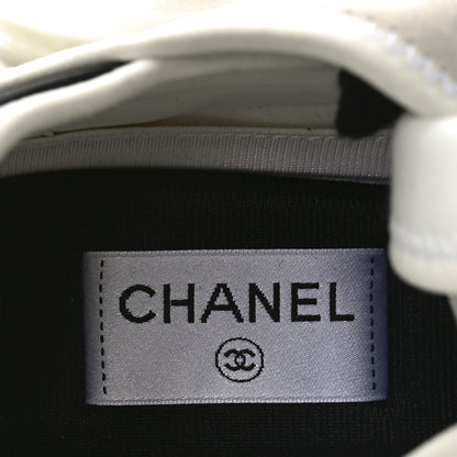 Chanel Velvet Calfskin Mixed Fibers CC Sneakers 41 Ivory Black 8 of 9