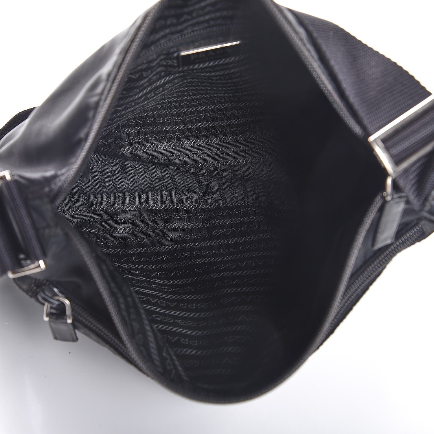 Prada Nylon Flat Messenger Bag Black 5 of 7