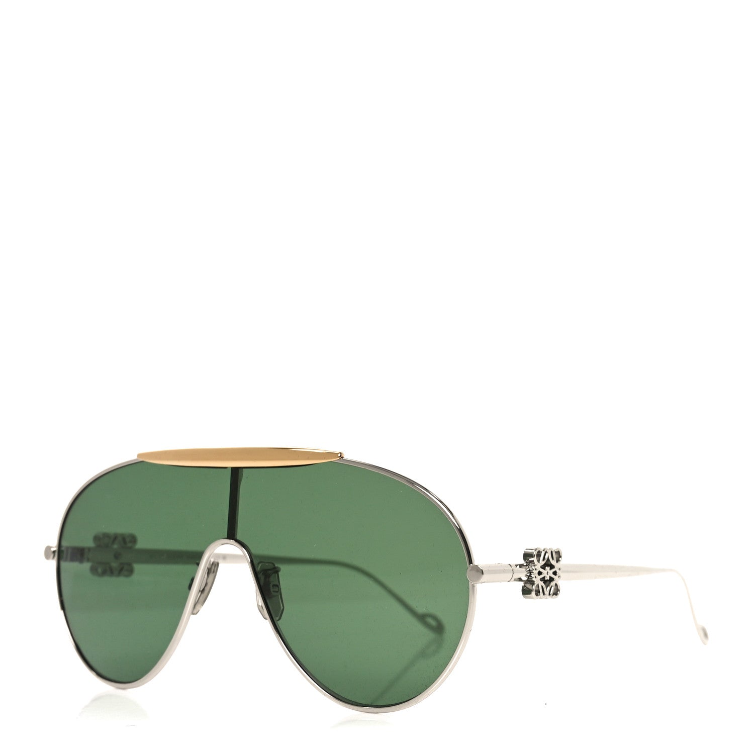 Loewe Metal Anagram Spoiler Aviator Oversized Sunglasses LW40111U Gold Silver 1 of 7