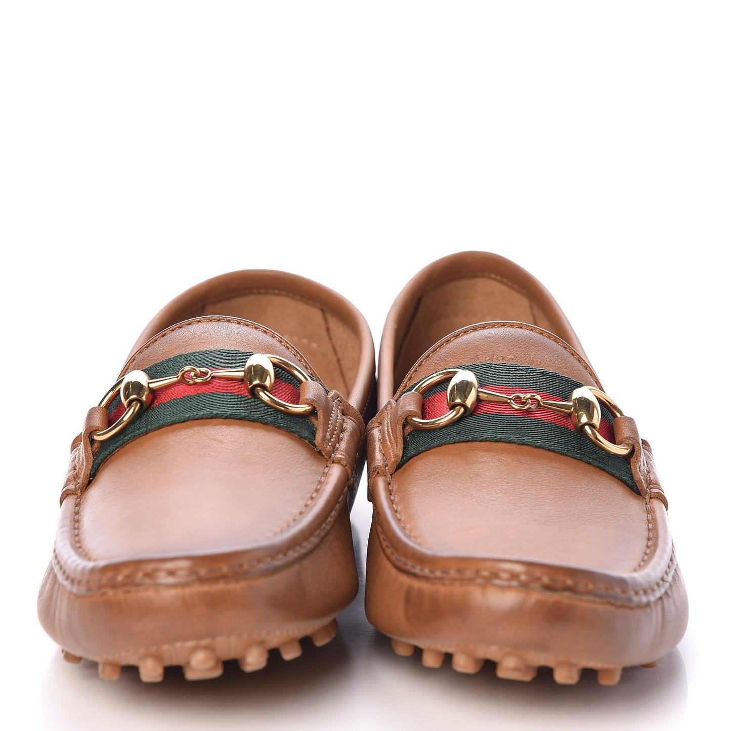 Salamanca Tamponato Calfskin Web Womens Horsebit Driver Loafers 36.5 Light Cuir