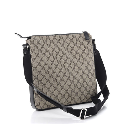 Gucci GG Supreme Monogram Flat Messenger Bag Black 3 of 7